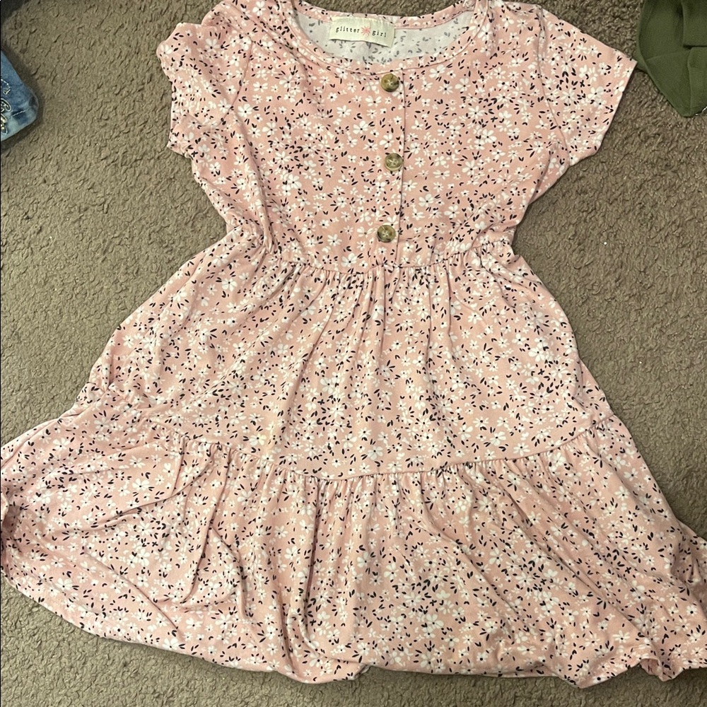 NWT Girls' Pink Floral Button-Front Dress size 5